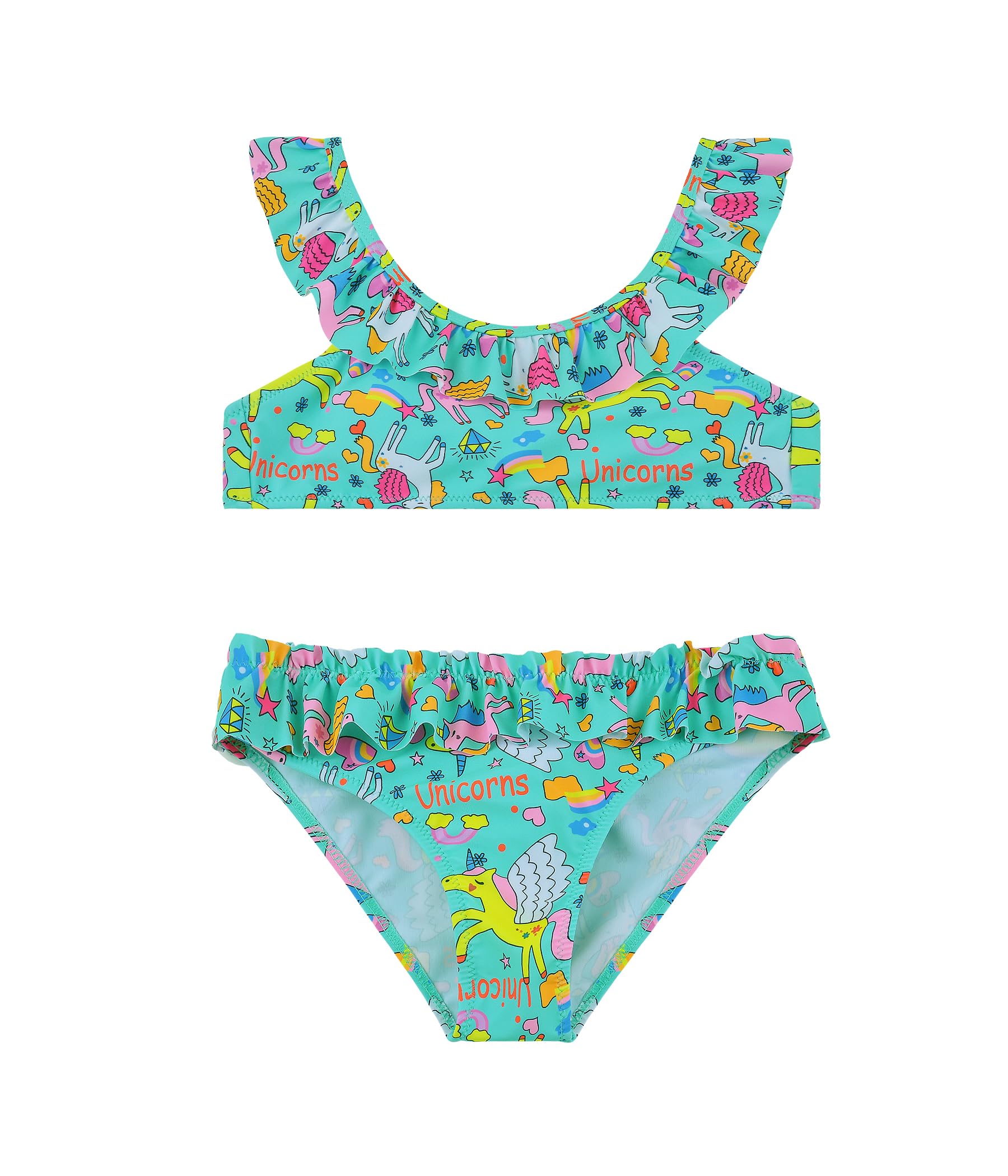 Power Flower Traje de baño de niñas Traje de baño de Dos Piezas con Volantes Conjunto de Traje de baño Tankini Ropa de Playa para niños pequeños 4-16 Niña