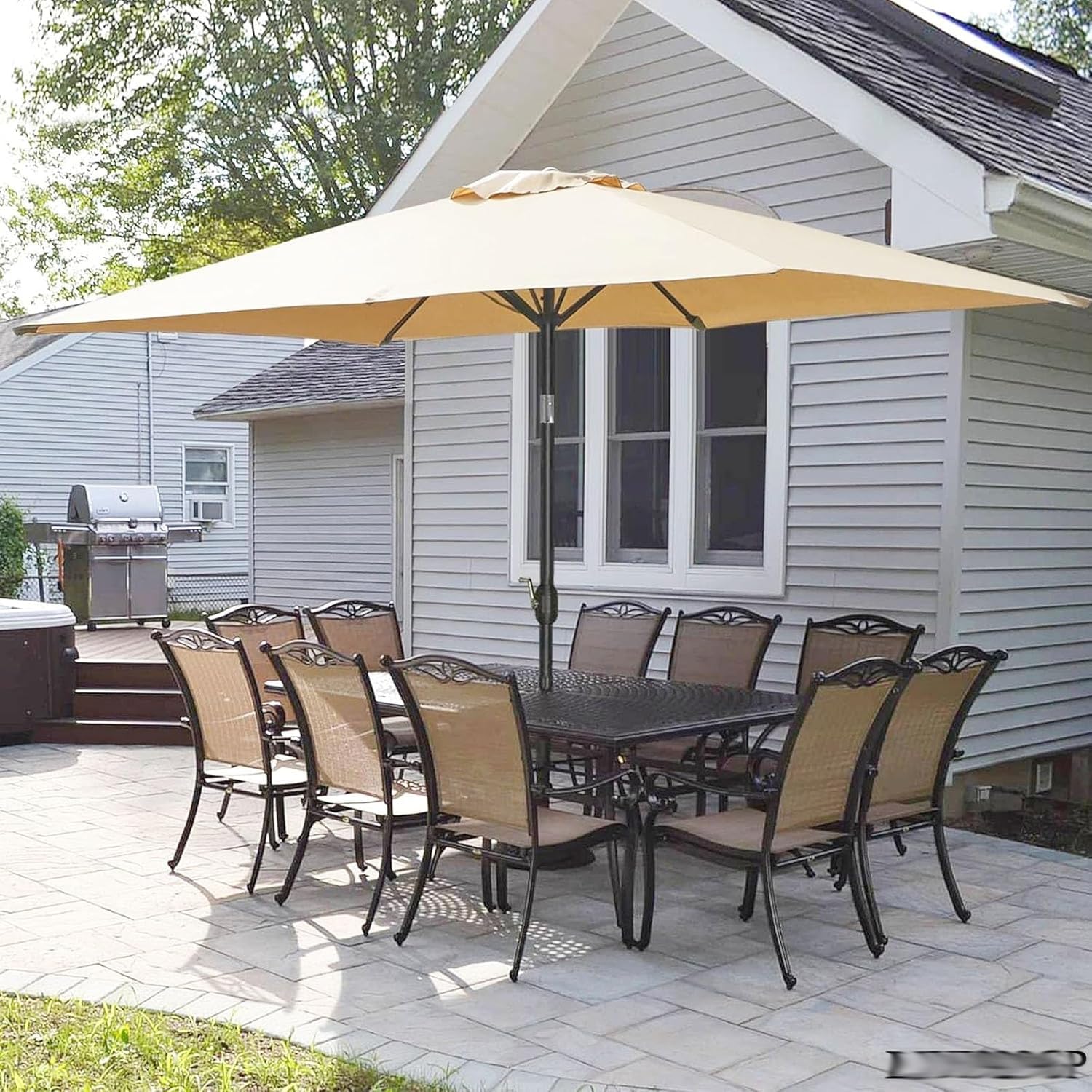 Telo di Ricambio Impermeabile Uv50+ per Ombrellone da Giardino, con Bracci da 4/6/8 Pollici, Forma Rettangolare/Quadrata, Disponibile nei Colori Bianco, Beige E Kaki - Offwhite 2.5X2.5m