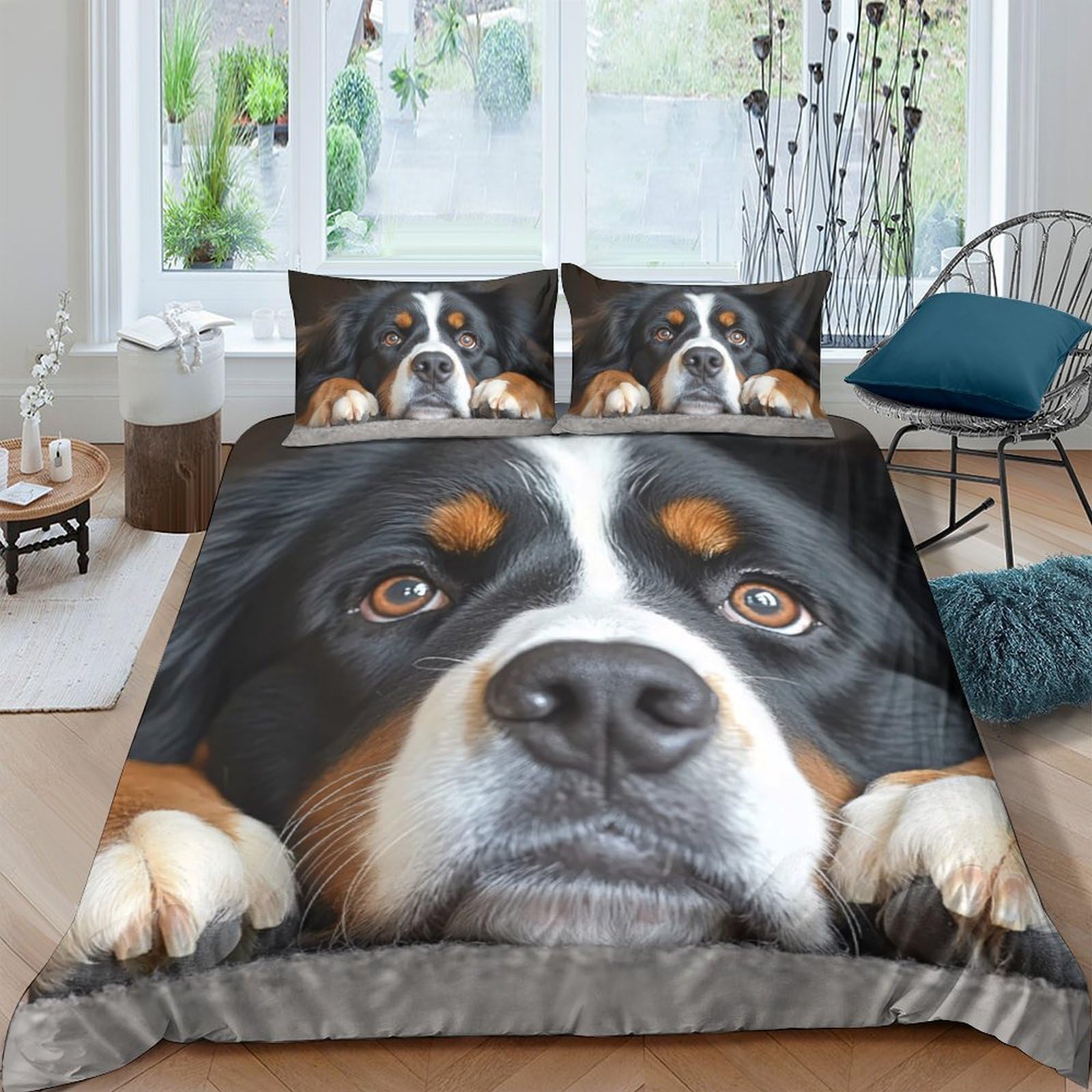 Ctjqhvkz Style-6 3D Printed Bernese Mountain Dog Fitted Sheet Microfiber Non Slip Bed Cover For Bedroom Guest Room Decor Washable Single（135X200cm）