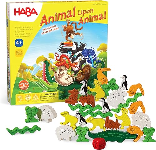 Juego clásico de apilamiento de madera Haba Animal upon Animal diversión para toda la familia hecho en Alemania