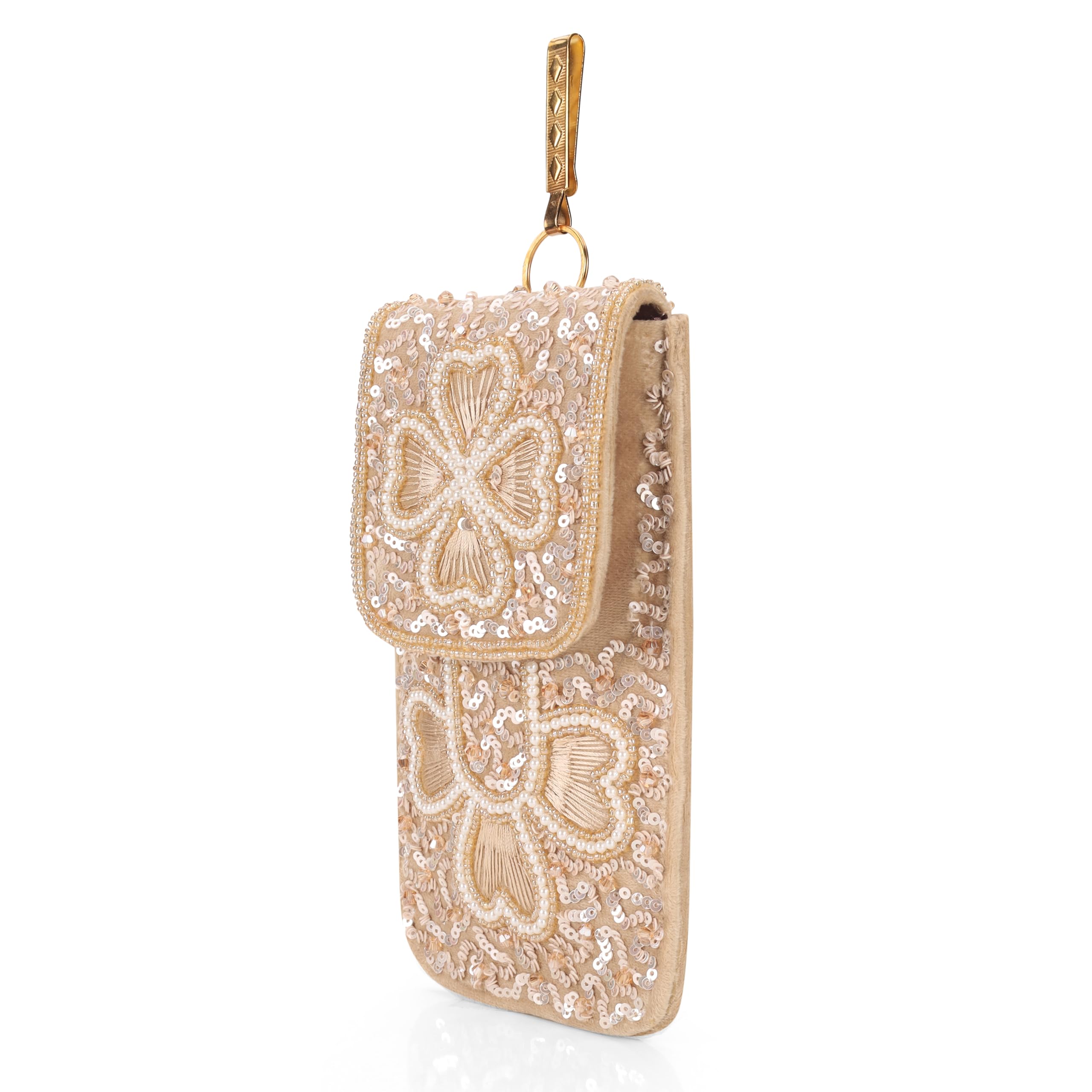 BAG IN Handmade Beaded Floral Design Pouch for Women, Boho Chic Mobile Purse"-image-11