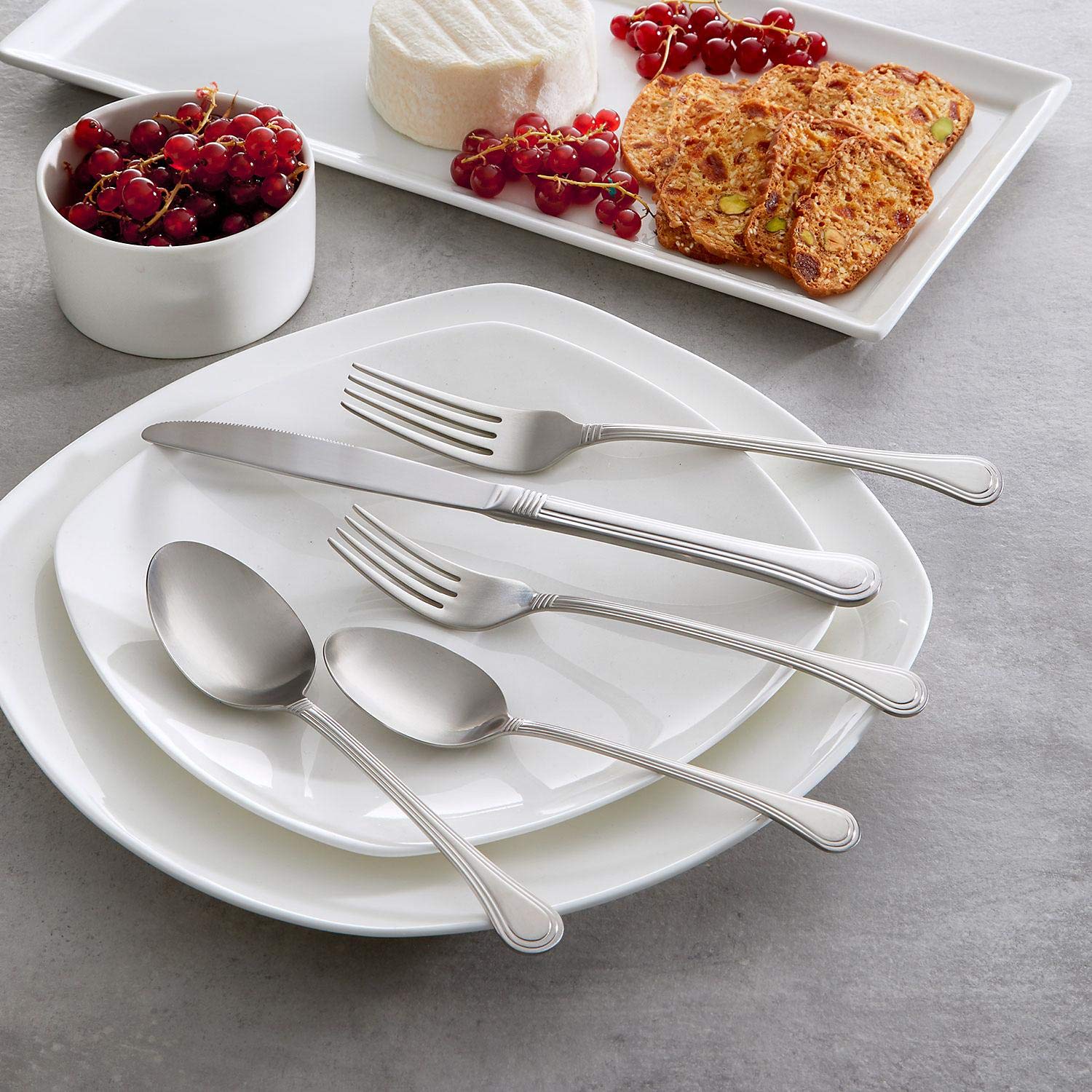 HENCKELS 20-Piece 18/10 Stainless Steel Forged 13/10 Knives Flatware, Astley Brushed-Satin Finish