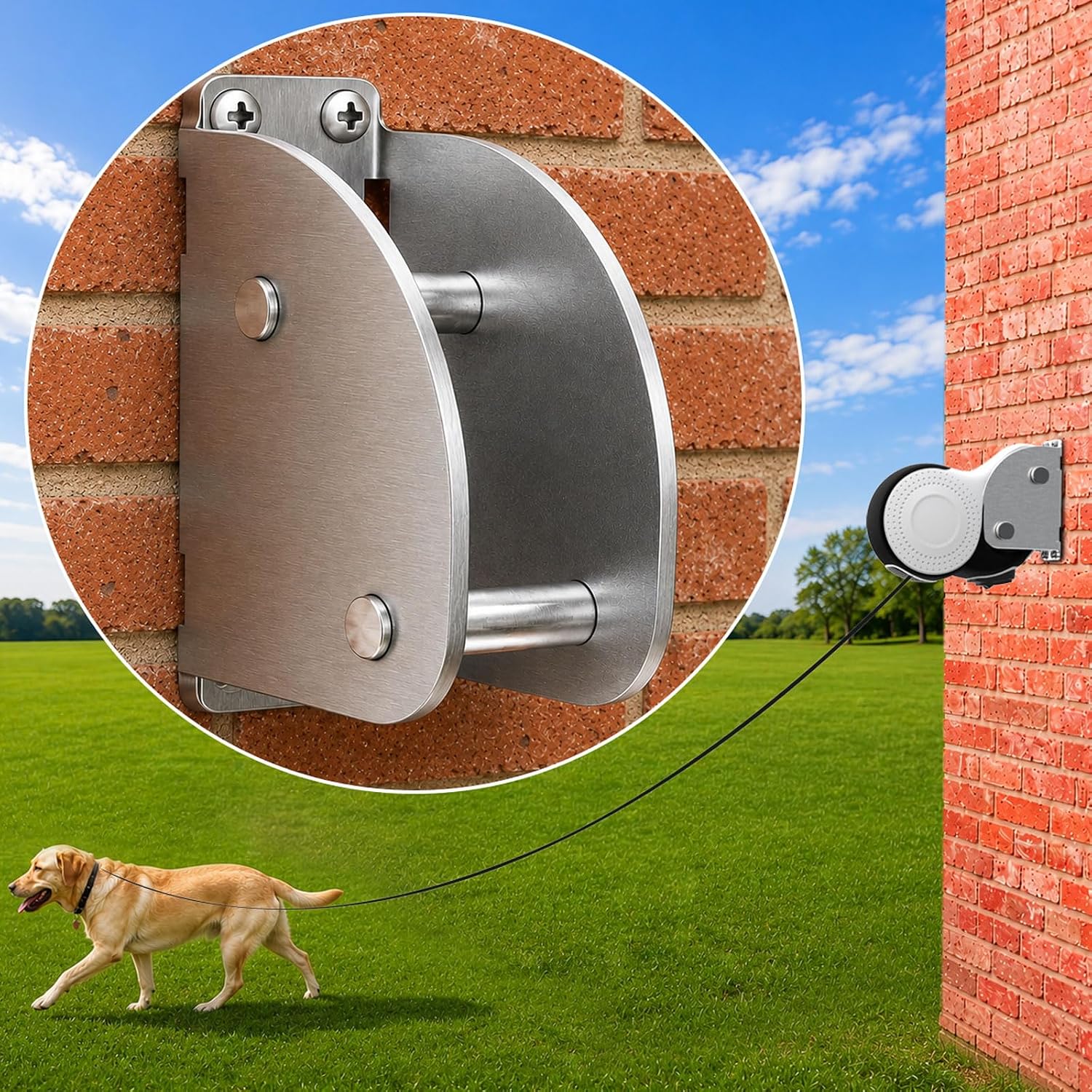 Heavy Duty Retractable Dog Leash Holder,Secure Wall Mount Dog Hitch and Parking Station for All Size Retractable Leashes,Rustproof&Chewproof Safety Anchor Use Indoor-Outdoor