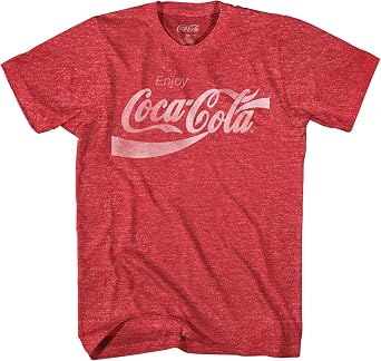 Coke Classic Vintage 80s Adult Logo T-ShirtHeather Red,L