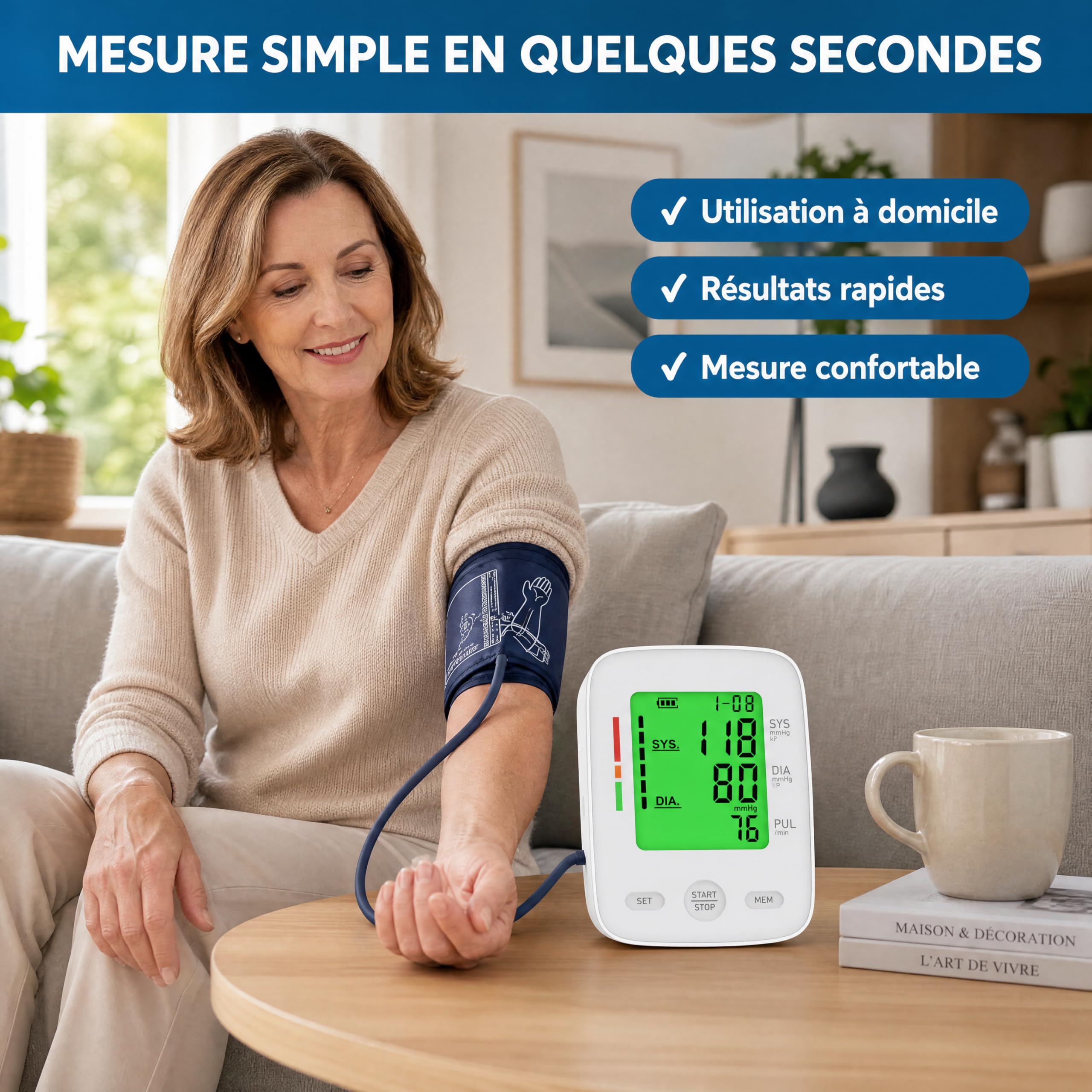 Kit Santé 2 en 1 Tensiomètre Bras + Oxymètre – Mesure Complète Tension, Pouls & SpO2 – Écran XXL Lisible, Utilisation Facile, Idéal Maison & Famille | Mesure Tension, Pouls & SpO2, Écran XXL Lisible, Utilisation Facile, Idéal Maison & Famille