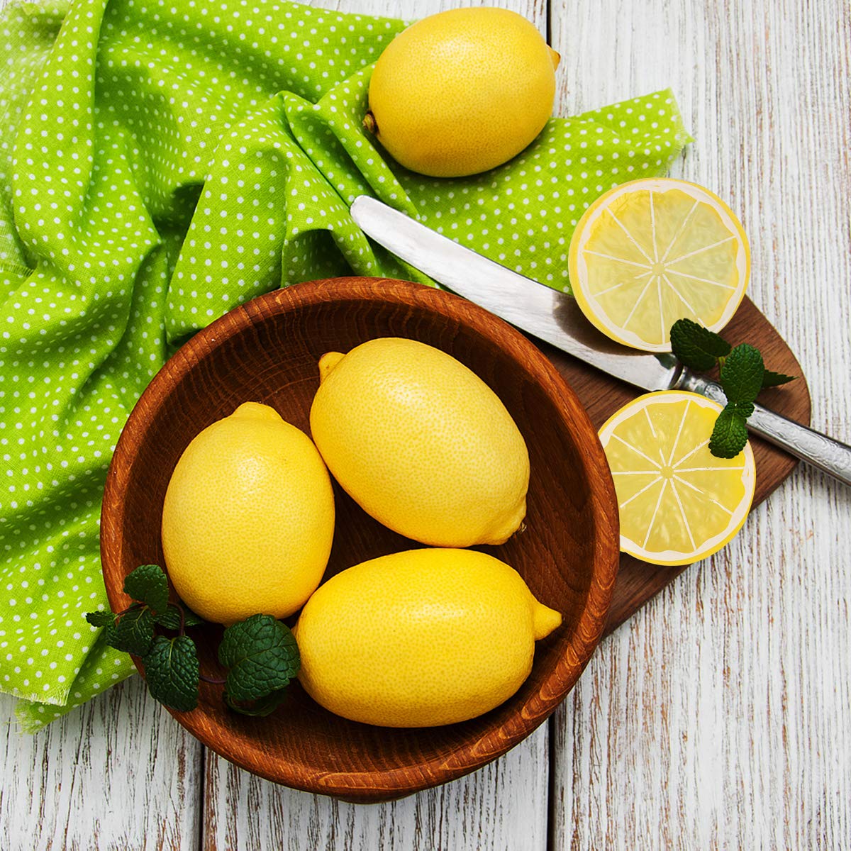 Accessoire Photo Nourriture Fake 10 Tranches De Citron Artificiel En Plastique - Décoration Réaliste Pour événements Et Photos Décoration Table Fête