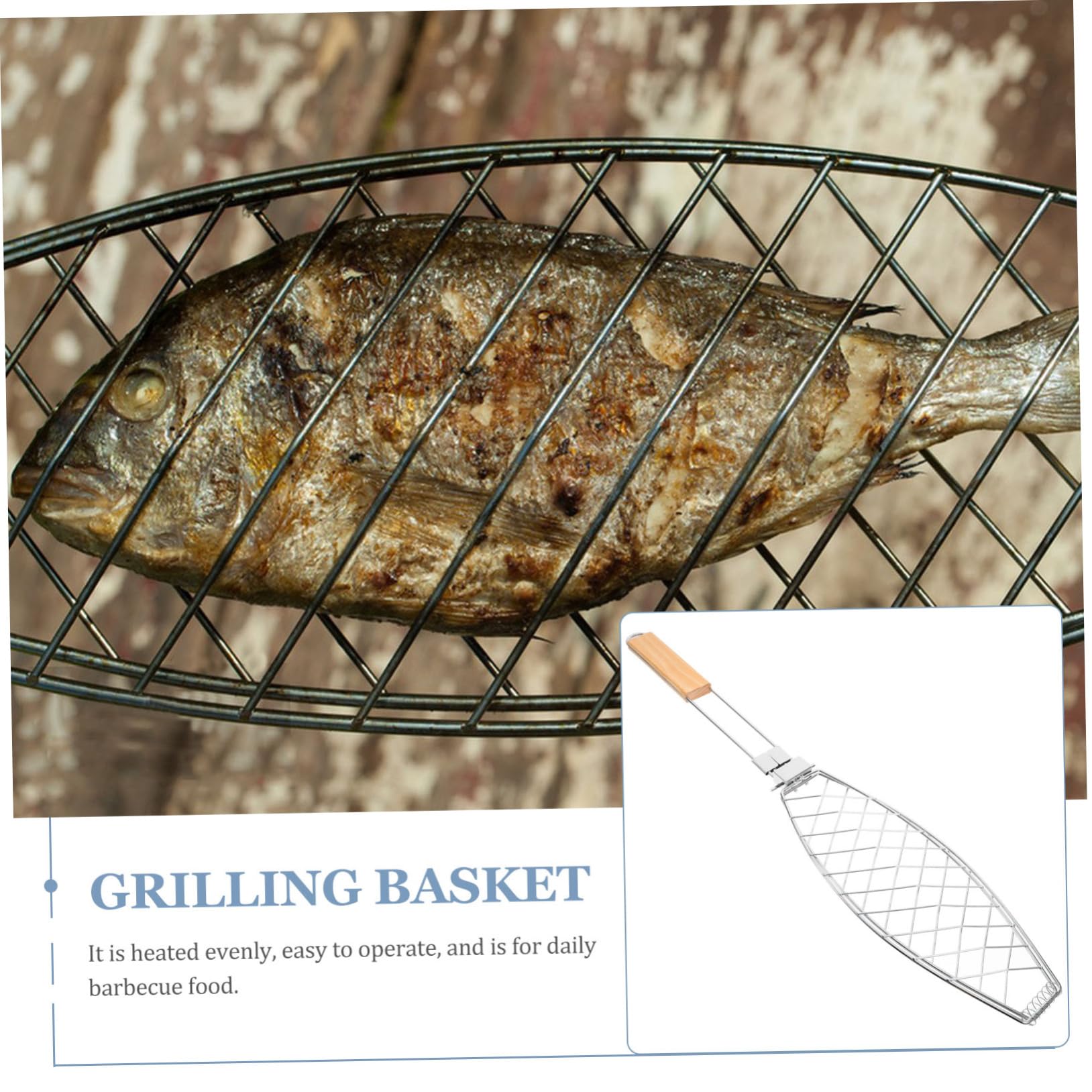 Amosfun 5 Piezas Clips de pescado a la parrilla barbacoa picnic Verduras asadas parrilla para acampar malla de parrilla estilo clip rejillas para asar carne de res Acero inoxidable