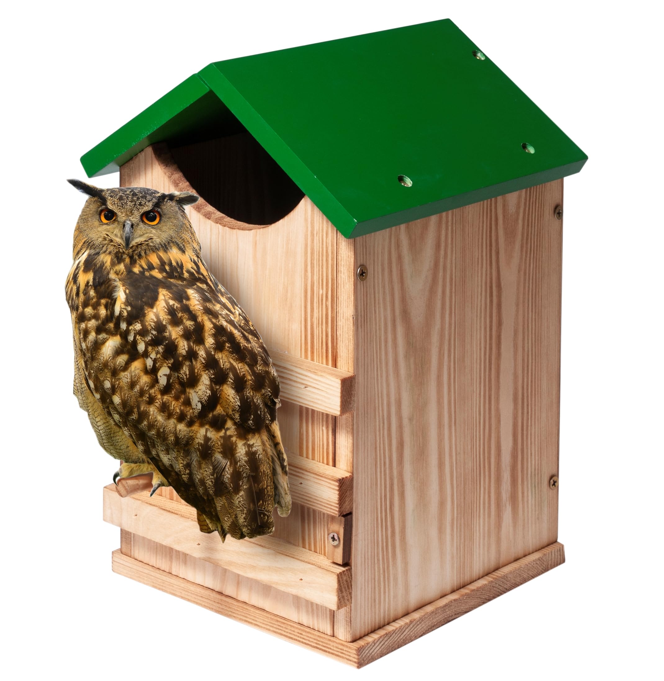 humberboat Screech Owl House Owl Box with Bird Stand Design, Nesting Box Wood with Mounting Screws, Cozy House for Lovely Birds, Easy Assembly
