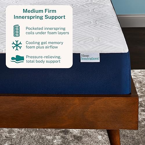 Miniatura 3 de Sleep Innovations Hudson Hybrid - Colchón de espuma viscoelástica de gel refrescante de 10 pulgadas y resortes interiores con funda acolchada al