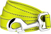 Country Brook Petz 6ft Hot Yellow Reflective Nylon Dog Leash - 3/4" Wide, Durable USA-Made for Safe Night Walks