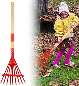 Amazon.com: Kids Rakes with Hardwood Handle - Metal Kids Leaves Rakes ...
