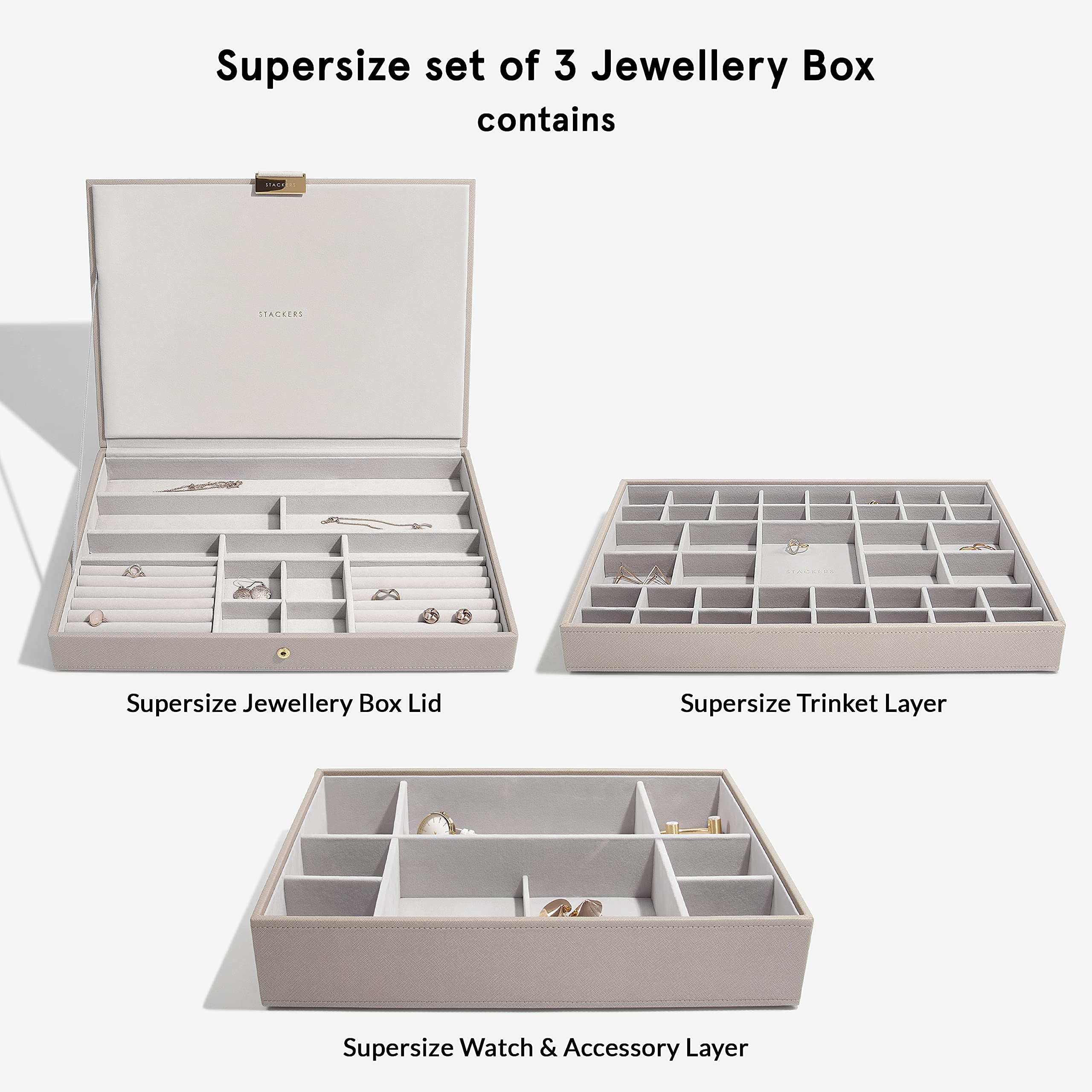 Stackers Taupe Supersize szkatułka na biżuterię, zestaw 3 szt