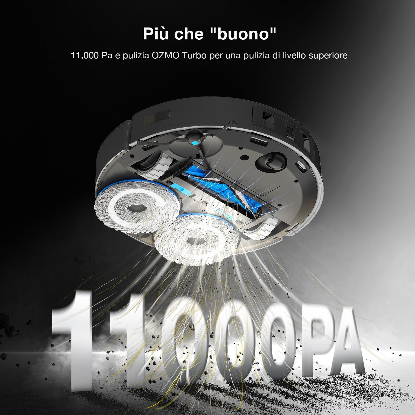 ECOVACS DEEBOT T30 Omni Robot aspirapolvere con funzione di pulizia, Mini Station aspirapolvere robot, aspirazione 11.000 PA, pulizia adattiva dei bordi con tecnologia TruEdge™ Mopping Technolgie,