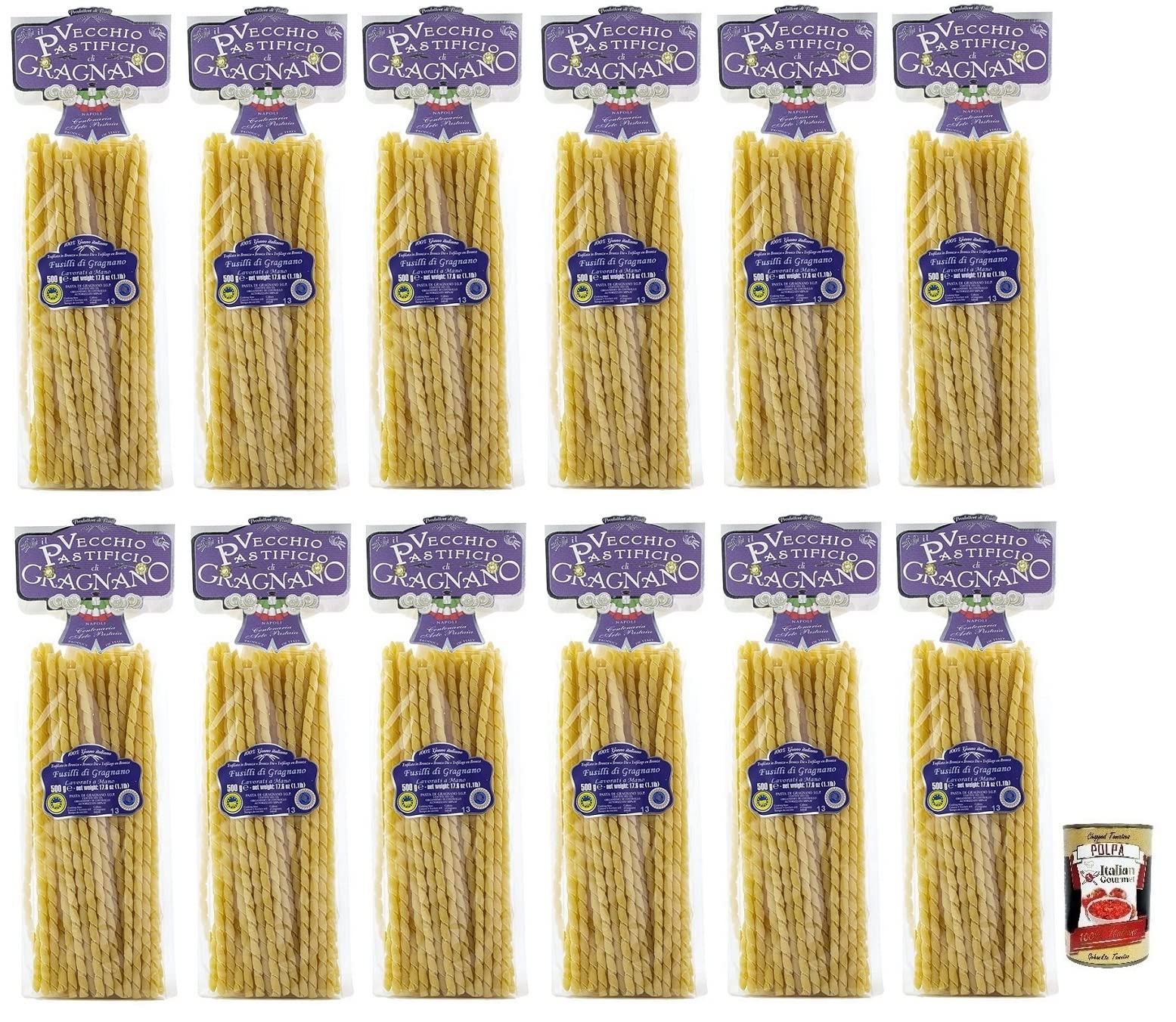 Italian Gourmet Il Italian Gourmet Pasta Fusilli Gragnano IGP Hartweizen | Trafilata al bronzo, semola selezionata; kochfest mit rauer Oberfläche für, Gesamtnettogewicht 6 kg + Kostenlos Polpa 400g