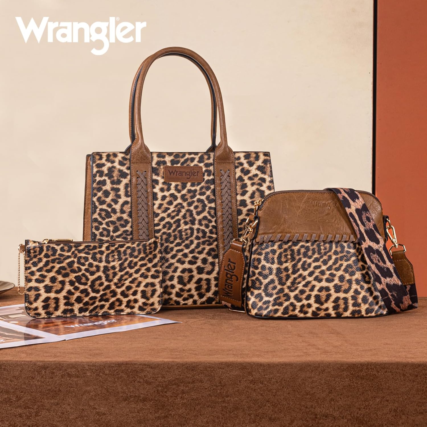 Wrangler 3Pcs Purses for Women Tote Bag Crossbody Handbag Sets with Strap - Image 4