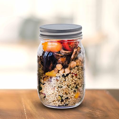 Miniatura 8 de DISCOUNT PROMOS Tarros Mason con tapas, 16 onzas, juego de 10, paquete a granel, frascos de vidrio para avena durante la noche, dulces, frutas,