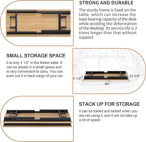 Miniatura 136 de Need AC5FB - Escritorio plegable para computadora y oficina en casa, moderno, no requiere montaje, color marrón rústico y marco negro, 39 3/8 in