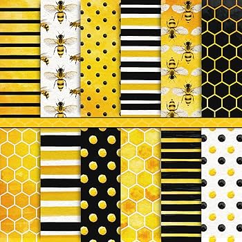 Amazon.co.jp: Whaline 12デザイン ハチ柄 ペーパーパック 24枚