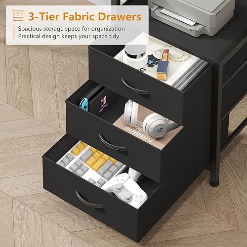 Miniatura 6 de Escritorio reversible para computadora con gabinete, escritorio de oficina en casa con cajones y estantería, escritorio de estudio de 52 pulgadas