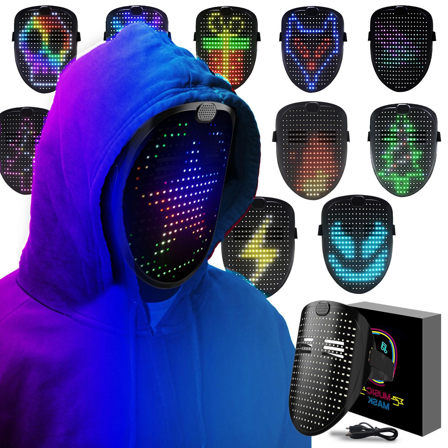 megoo Led Maske mit Geste Sensing Transforming,Led Elektronische ...