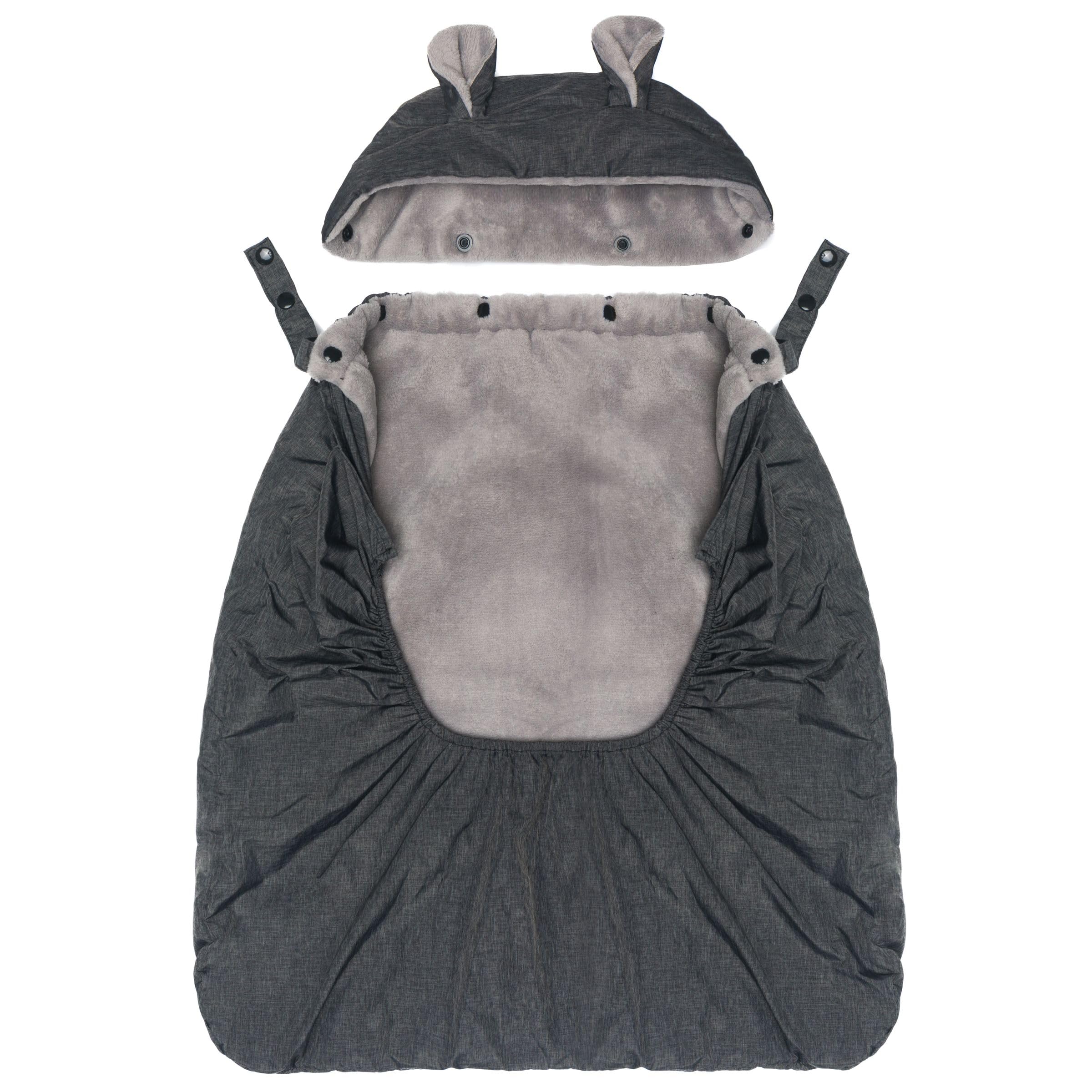 Fillikid Tragecover für Kindertrage aus Coralfleece | Universal Wetterschutz für Babytrage | wind- & wasserabweisender Schutz für Baby Carrier | abnehmbare Kapuze mit Ohren | ideal für Herbst & Winter