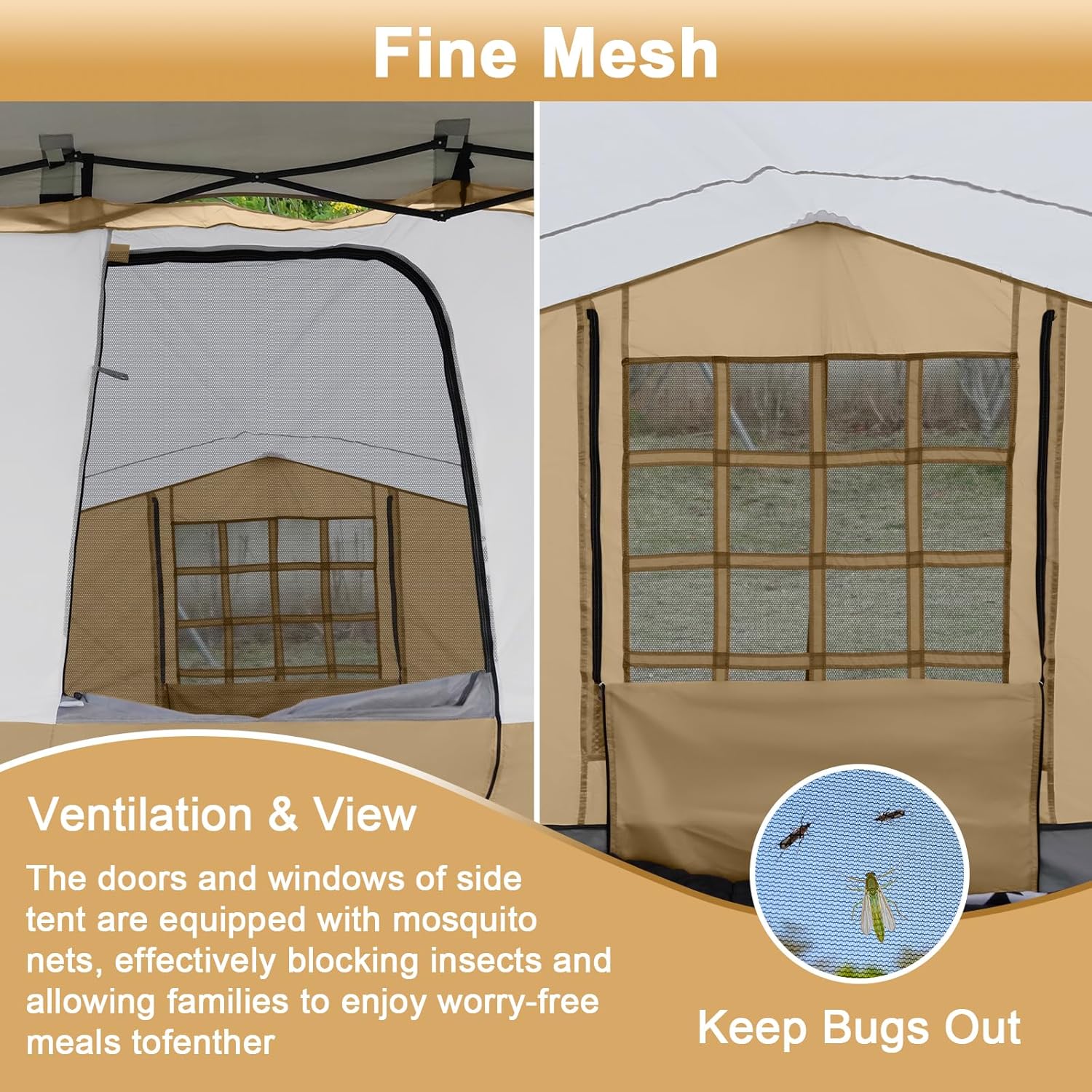 KAMPKEEPER Side Tent for 10x10 Canopy, Camping Cube, Instant Privacy Tent for Camping & Outdoor Events – Easy Set Up, Portable with Carry Bag