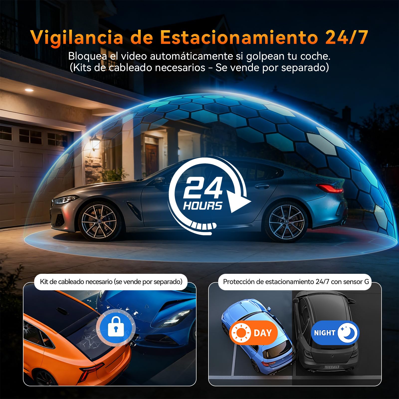 Dashcam 4K+2K – Cámara Coche Grabadora WiFi 5GHz con Tarjeta 64G, Cámara de Coche Frontal y Trasera, Grandangolo 170°+120°, Grabación en Bucle, Visión Nocturna WDR, Aparcamiento 24h, Sensor G