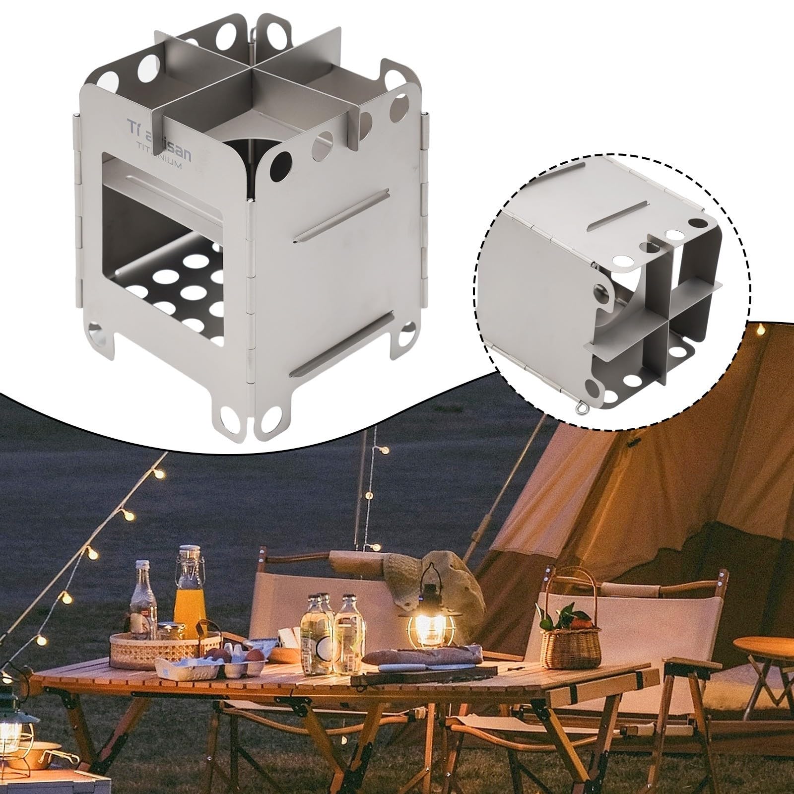 Hornillo Plegable de Madera Ligero para Camping(M)