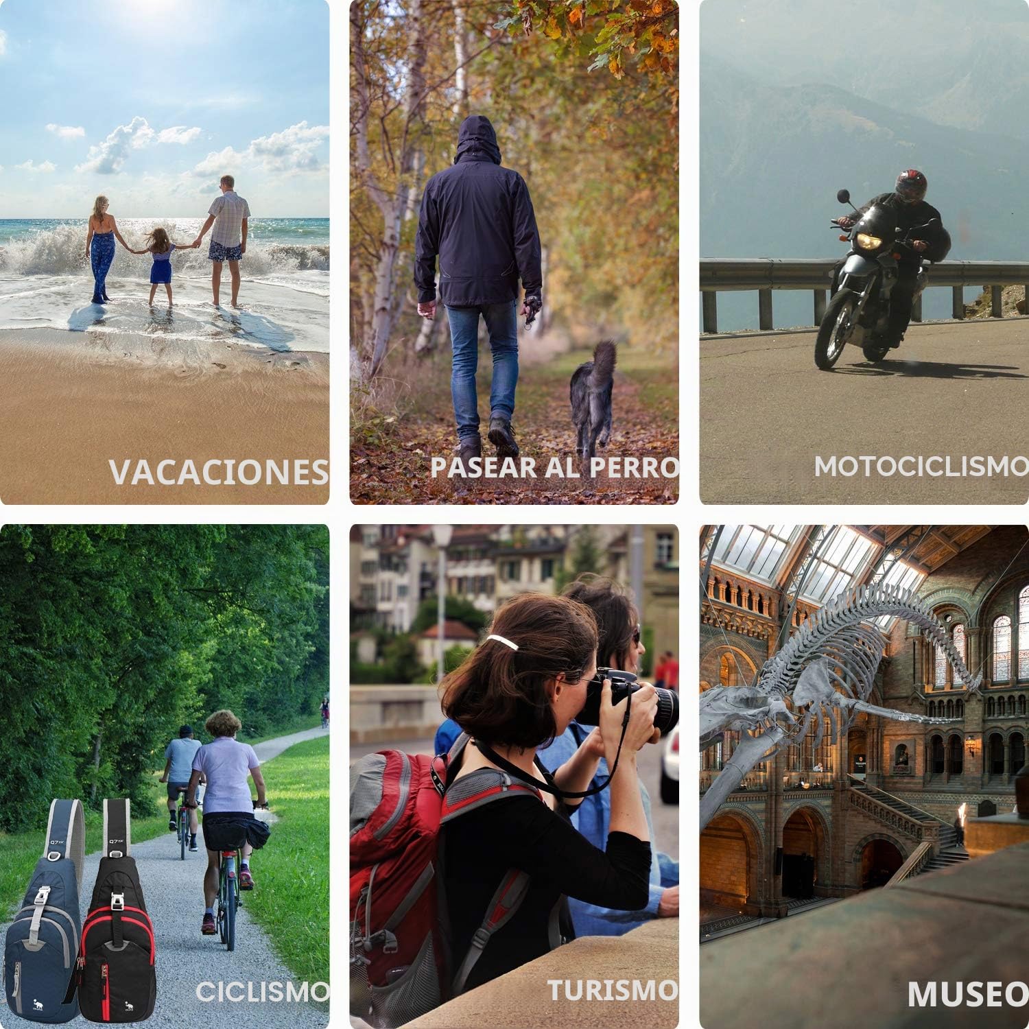 OIWAS Bolso Bandolera Hombre Cruzada Mochila Negra Pequeña Bolsa de Hombro para Deportes al Aire Libre Senderismo Ciclismo Montañismo y Viajes