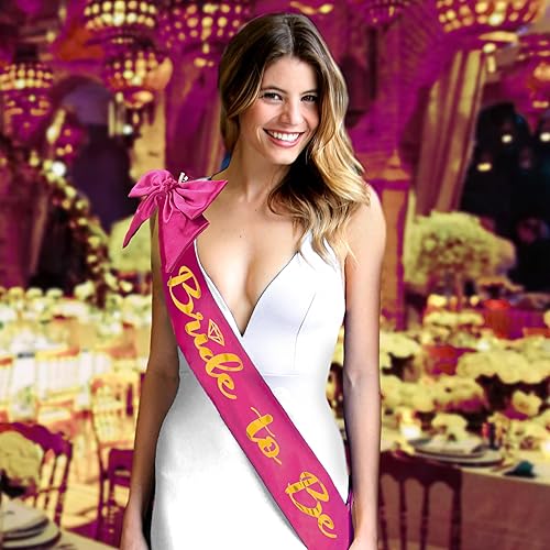 Miniatura 10 de RhinestoneSash Banda de novia  Banda dorada de satén de grado nupcial  Decoración de despedida de soltera y regalos