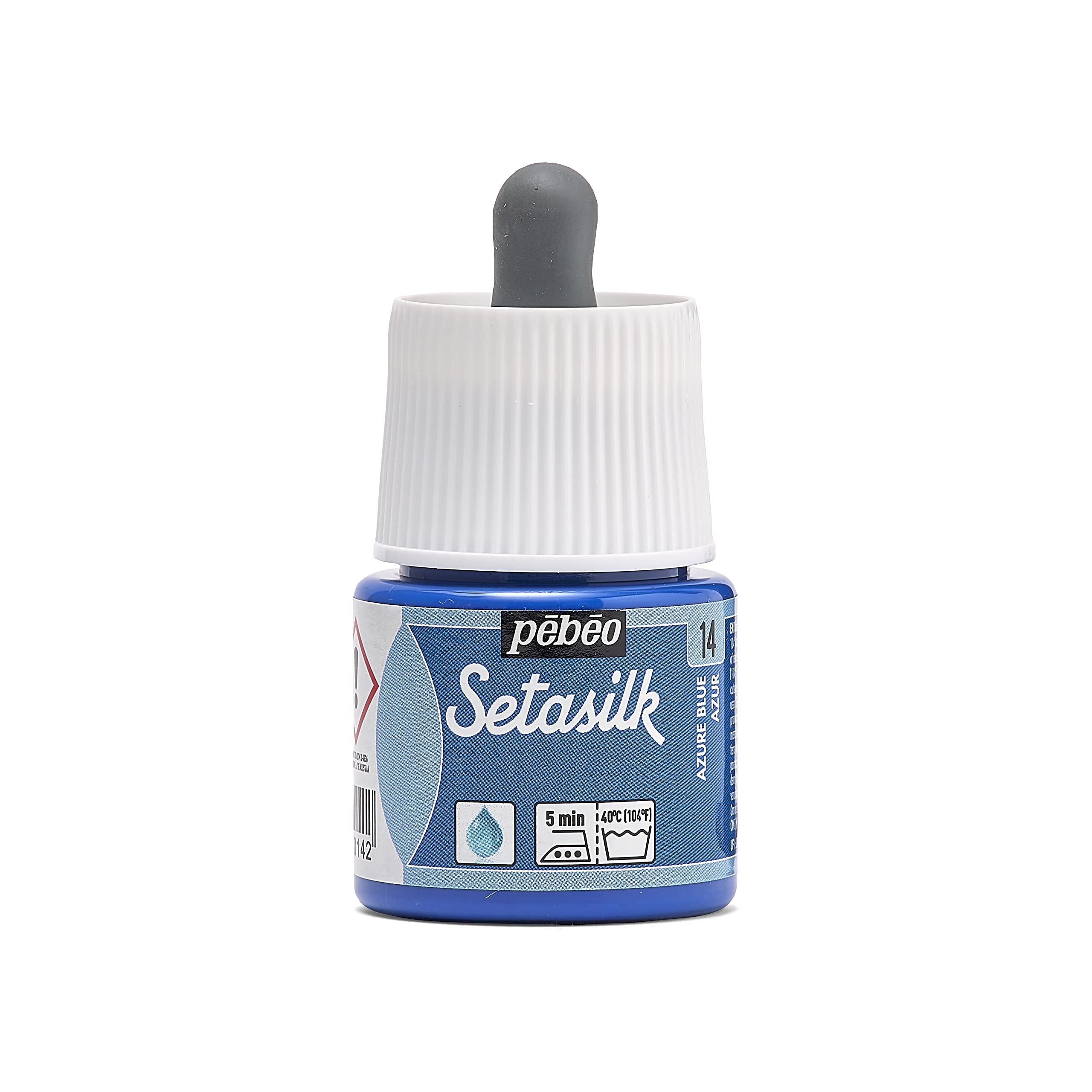 Pebeo Setasilk Azure Blue 45 ml Bottle - Silk paint - 45 ml Pipette cap bottle - Azure Blue