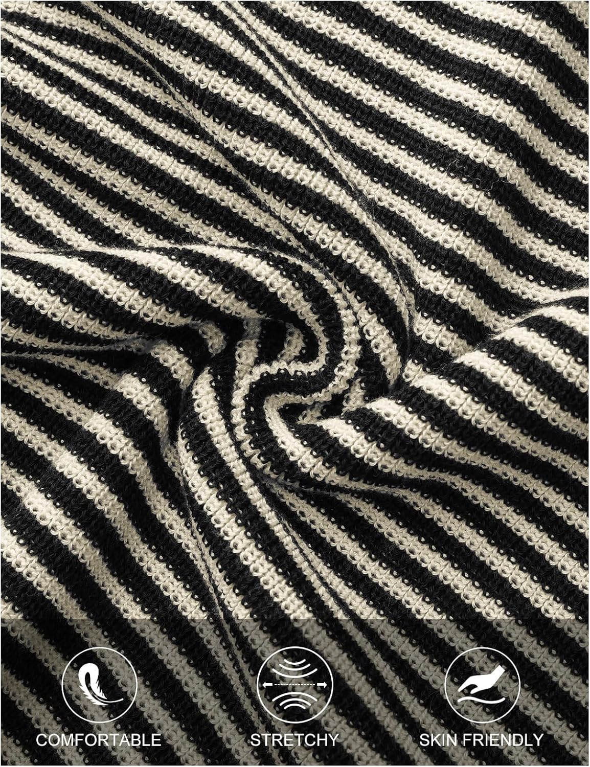 MEROKEETY Lounge Sweater Sets for Women 2 Piece Outfits Casual Long Sleeve Striped Tops Shorts Matching Set - Image 6