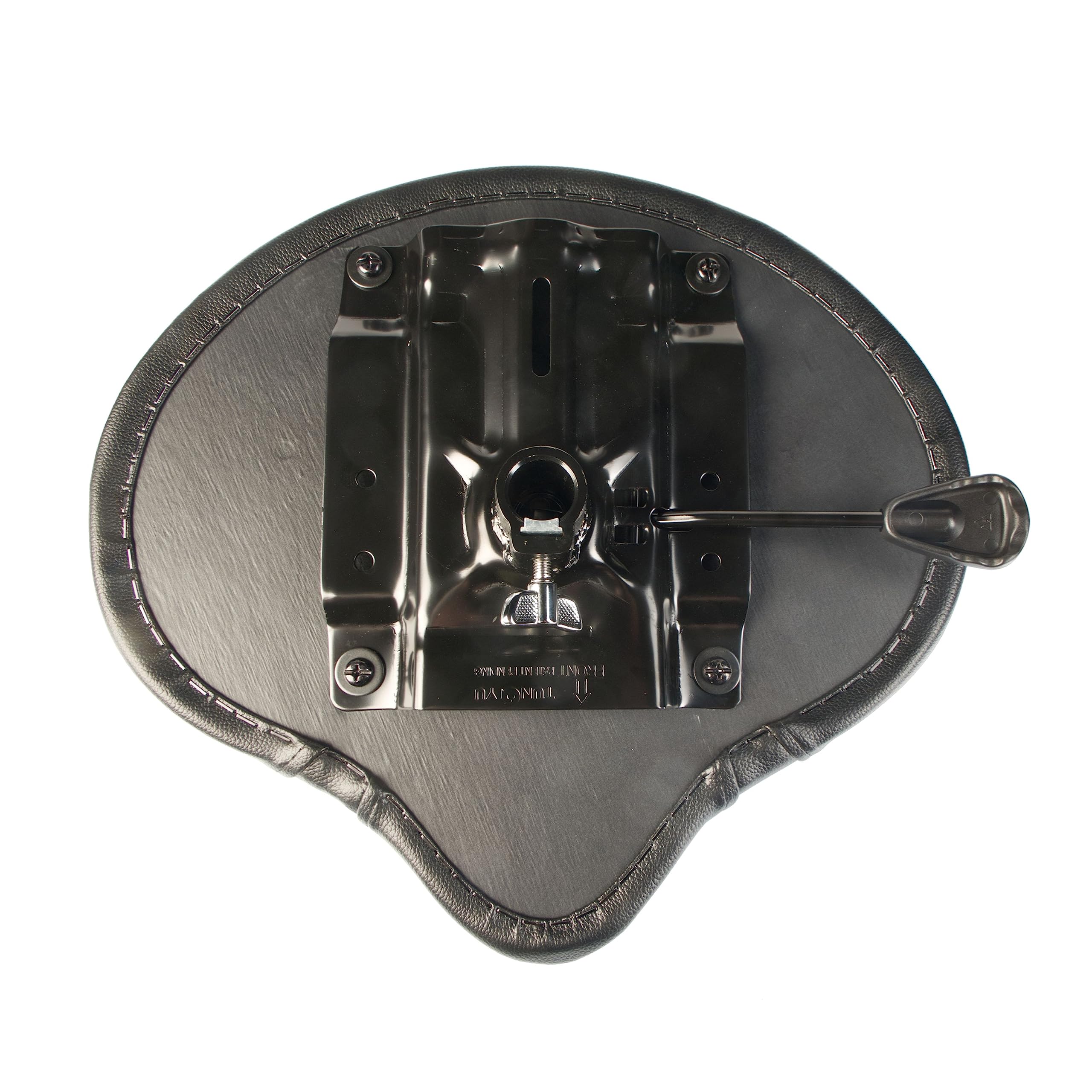 Fame D9006 Drumhocker, Profi Sattel-Design, Kunstlederbezug, Hydraulische Höhenverstellung 47-66cm, Doppelstrebig, Vier Beine, Verchromtes Finish, Zusammenfaltbar
