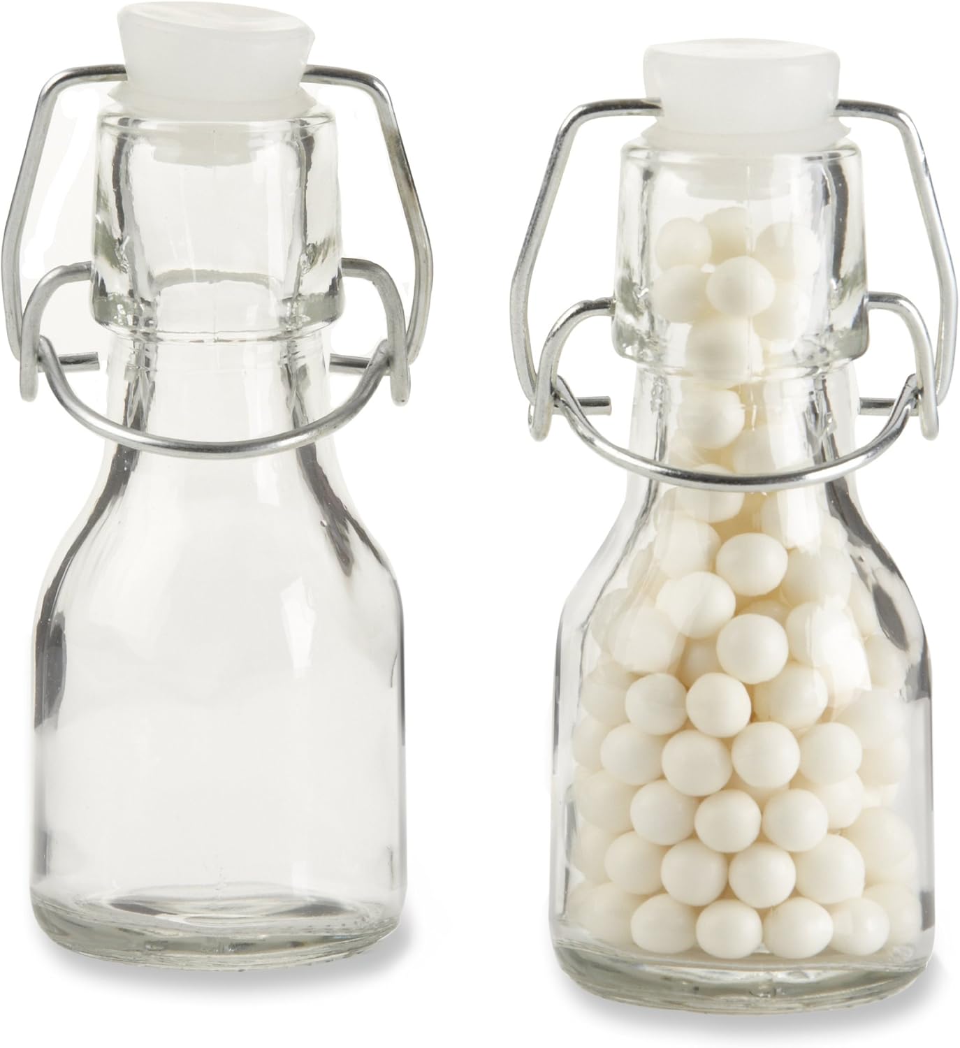 Kate Aspen Mini 2.5 oz Glass Bottle with Swing Top (Set of 12) - Great for Party Favors, Extracts, Limoncello, Olive Oil, Hot Sauce, Vanilla Extract, Potion Bottles