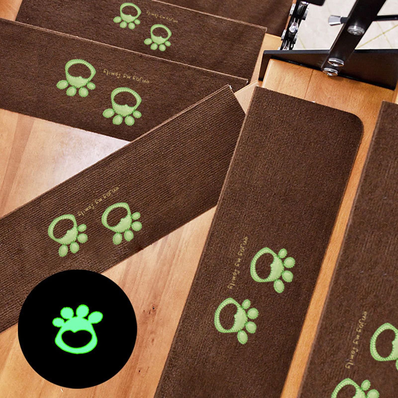 Alfombras de escalera antideslizantes evite resbalones con peldaños luminosos pack 15