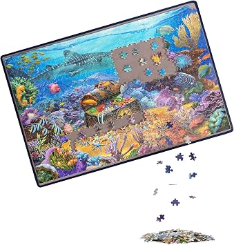 Becko US Jigsaw Puzzle Board Portable Puzzle Mat for Puzzles Storage Saver, Non-Slip Surface, Up to 1000 Pieces Gray