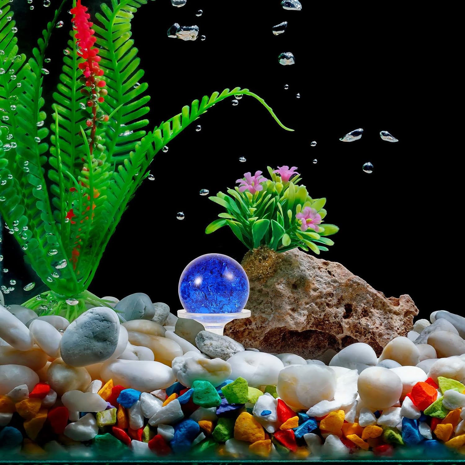 SEWACC Ice Cracked Glass Sphere Decorative Ball with Versatile Application and Easy Installation for Aquarium and Tea Tray Landscape Decoration