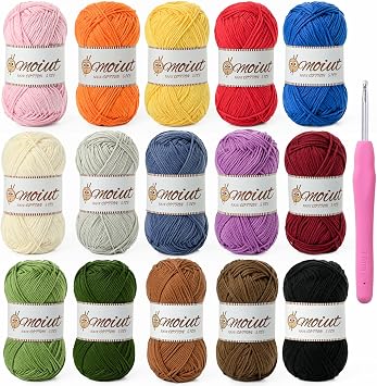 15 Pack 100% Milk Cotton Yarn for Crocheting, 750g/1968.5yd Baby Yarn for Crocheting Soft, Fuzzy 5 Ply Cotton Crochet Amigurumi Yarn for Puzzle/Clothes&CraftsSet B