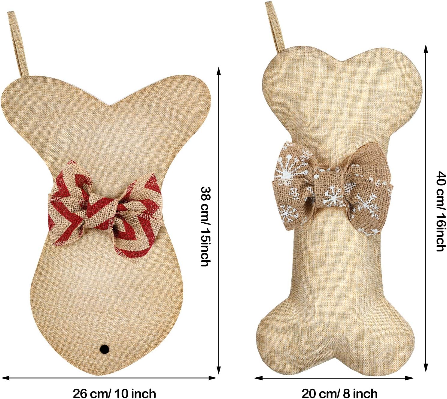 Syhood 4 Pcs Pet Christmas Stockings Cute Style, Burlap Hanging image 2