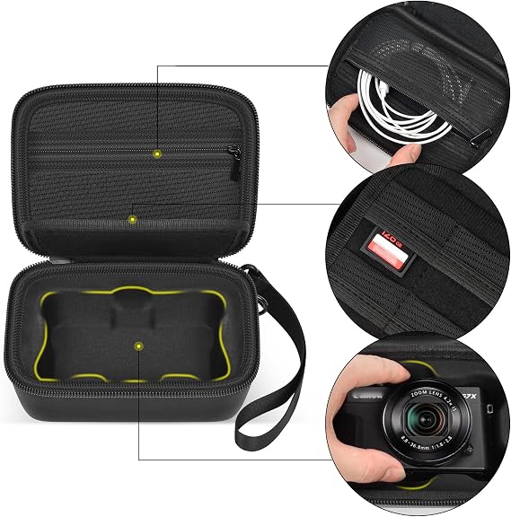 ANKHOH Case for Canon PowerShot SX740/SX720/G7X Mark III/II Digital Camera | Padded Divider, SD Card Storage, Mesh Cable Pocket, Travel Strap, Case Only, For Creators Photography & Travel, Black