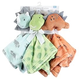 Hudson Baby Unisex Baby Animal Face Security Blanket, Dino, One Size