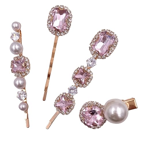 4 pines decorativos de oro con perlas de cristal de diamante rosa, accesorios para mujeres