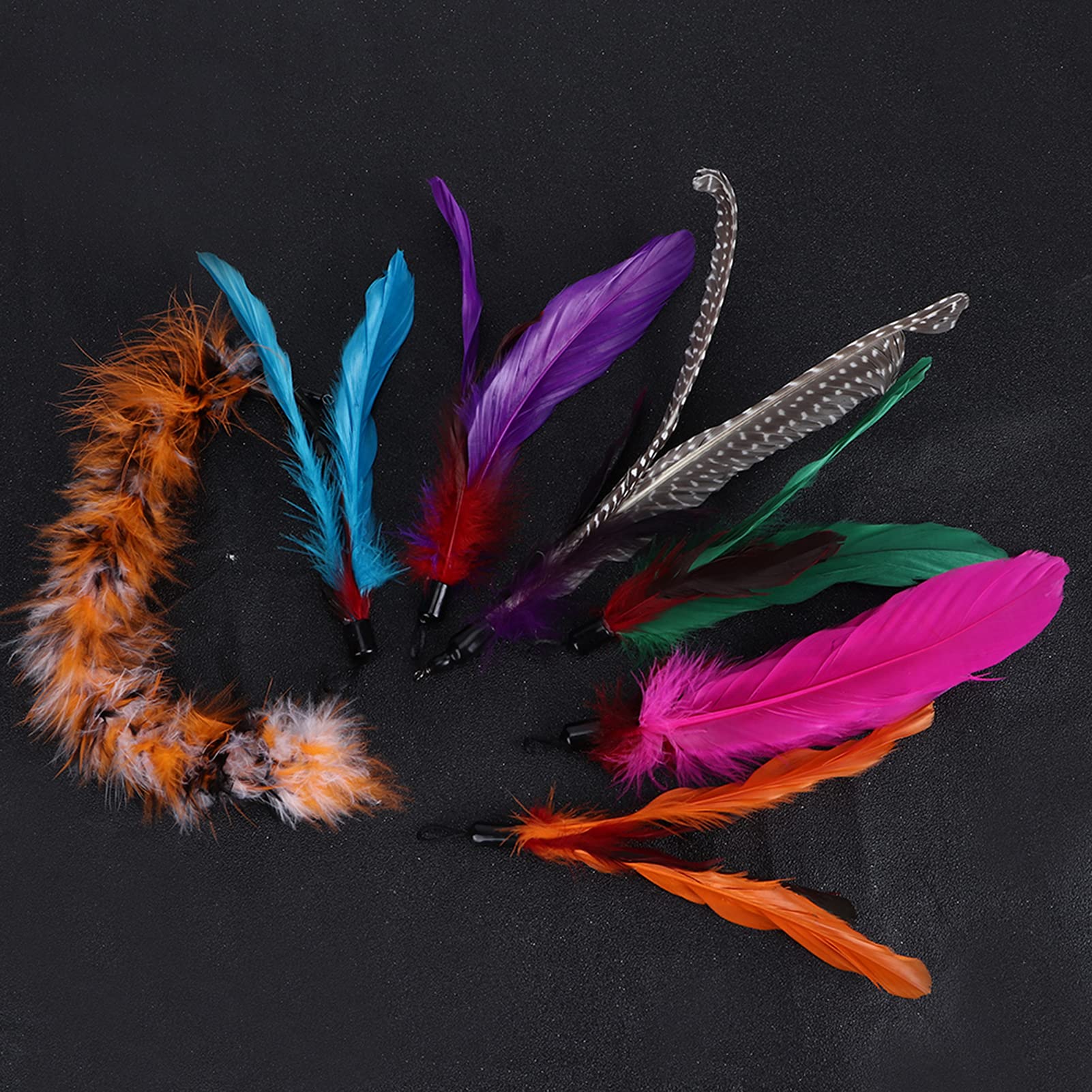 ZJchao Juguete de Plumas para Gatos, Juguetes de Plumas para Gatos de Interior, 7 Piezas, Juguete Colgante para, Juguetes para, Varilla, Pluma, Cabeza de Repuesto, Suministros para para Todas