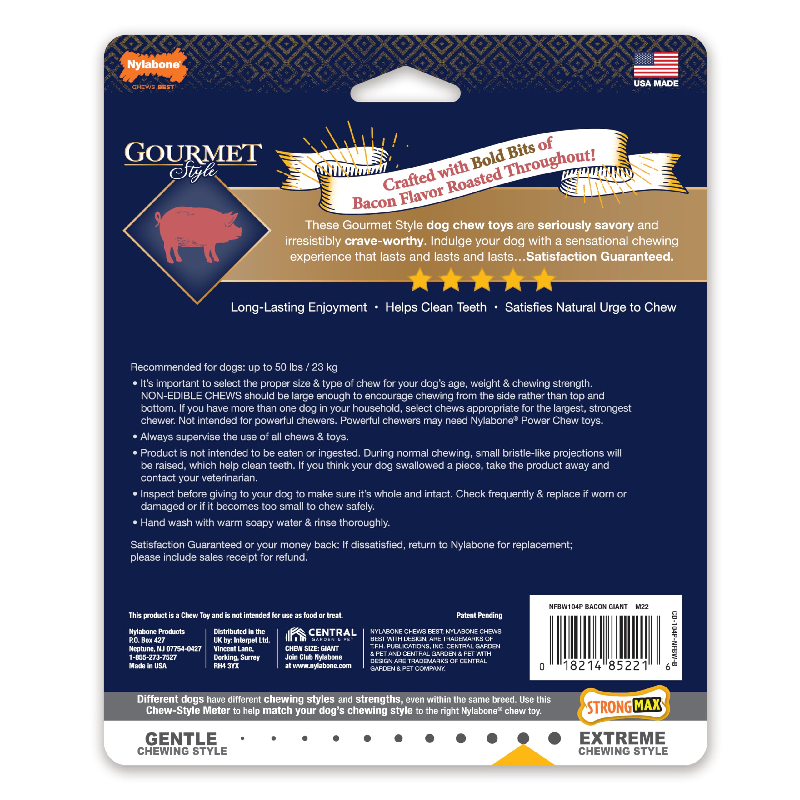 Nylabone Gourmet Style Hundespielzeug, Wünschelknochen, groß, groß, 1 Stück