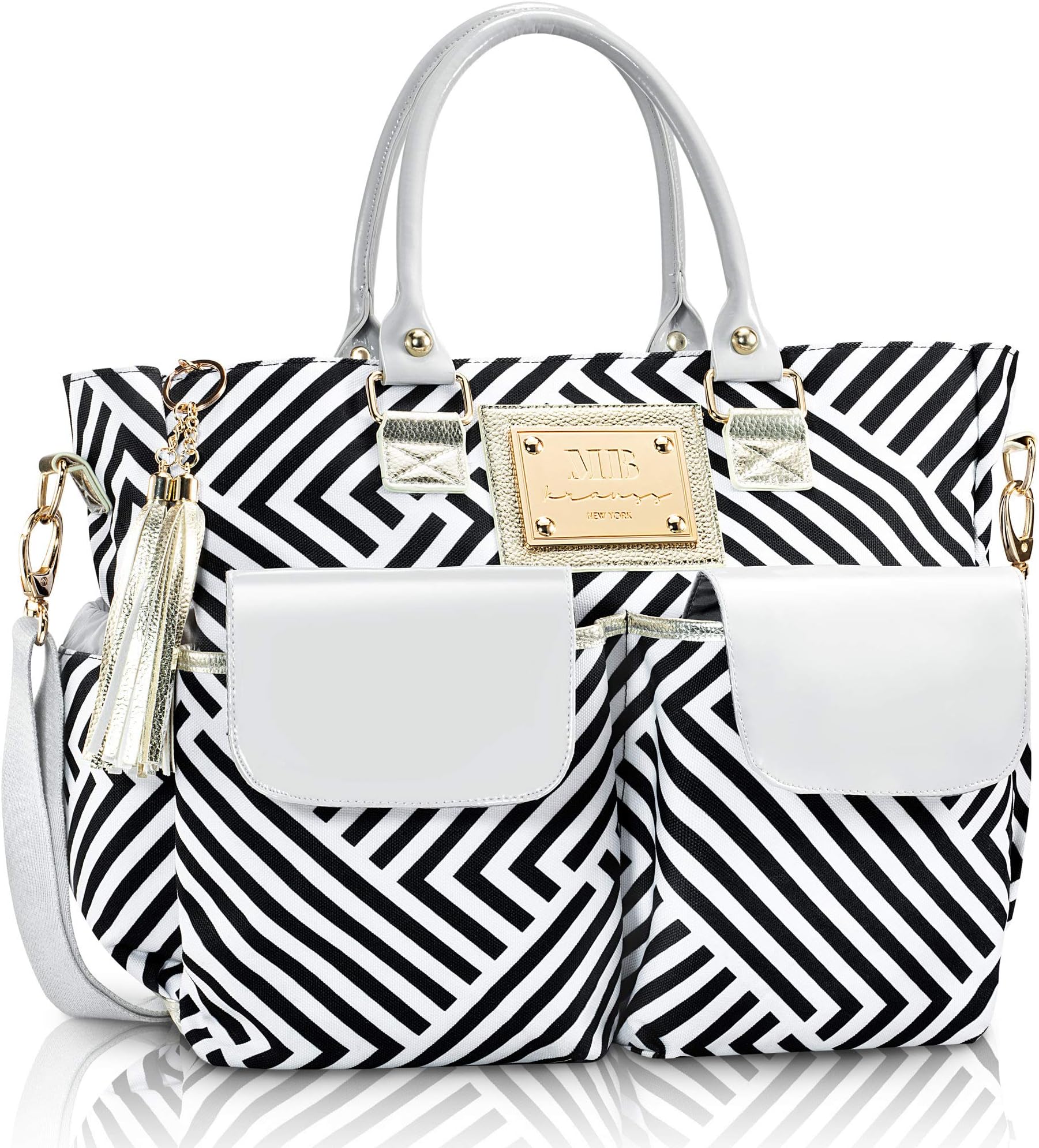 Fashion Chevron Diaper Bag Large Tote with Changing Pad with Stroller Straps