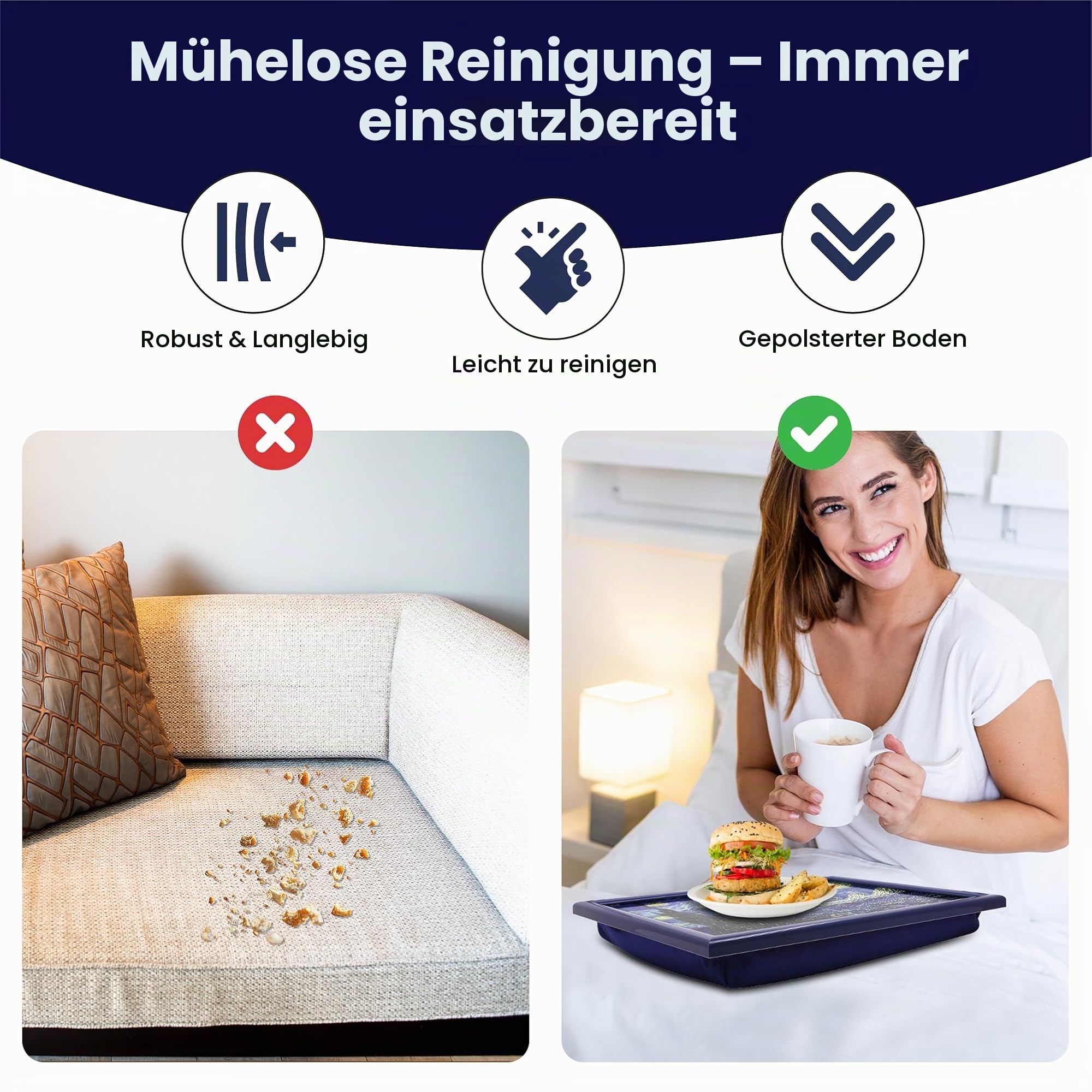 Lesser & Pavey Knietablett mit gepolstertem Kissen, für Getränke, Lebensmittel, Frühstück, Laptop, gepolstertes Knietablett für Zuhause und Büro, Vincent Van Gogh