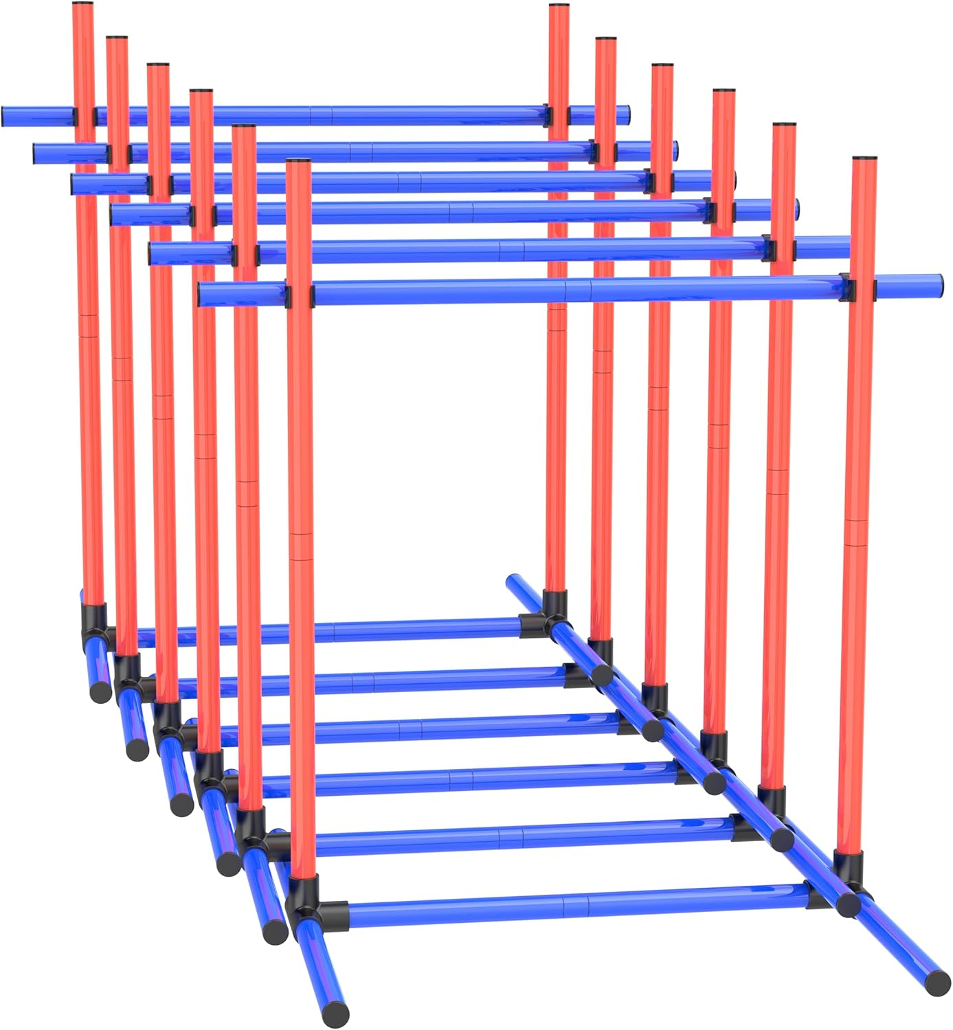 Dog Agility Training Equipment, 6-Set Adjustable Dog Jumps & Hurdles Set for Backyard, Outdoor Dog Obstacle Course Training Starter Kit with Weave Poles, Pause Box & Carrying Bag for Large Small Dogs