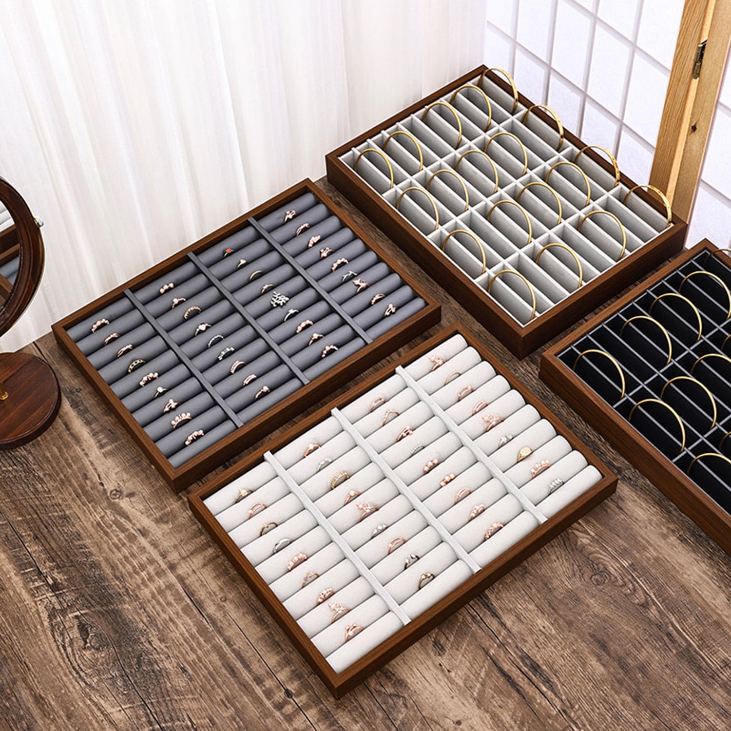 Bandeja organizadora para anillos pendientes, bandejas exhibir joyas hogar | Caja expositora de gran capacidad para niñas y mujeres, soporte para pulsera para feria en el hogar