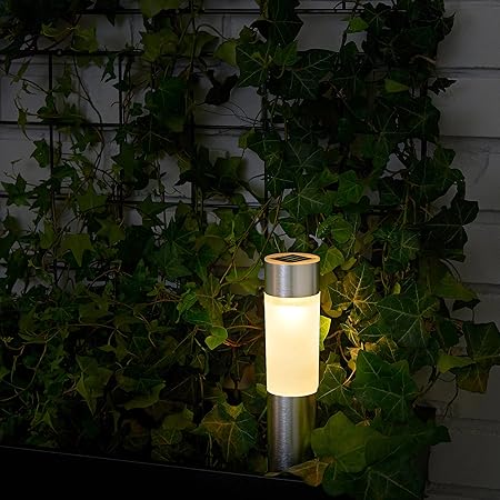 Solar Light for Garden. LED Solar-Powered Lighting, Cylinder/Aluminium-Colour. Auto on/Off. Ikea. Solar Pathway Elevation Light for Garden.