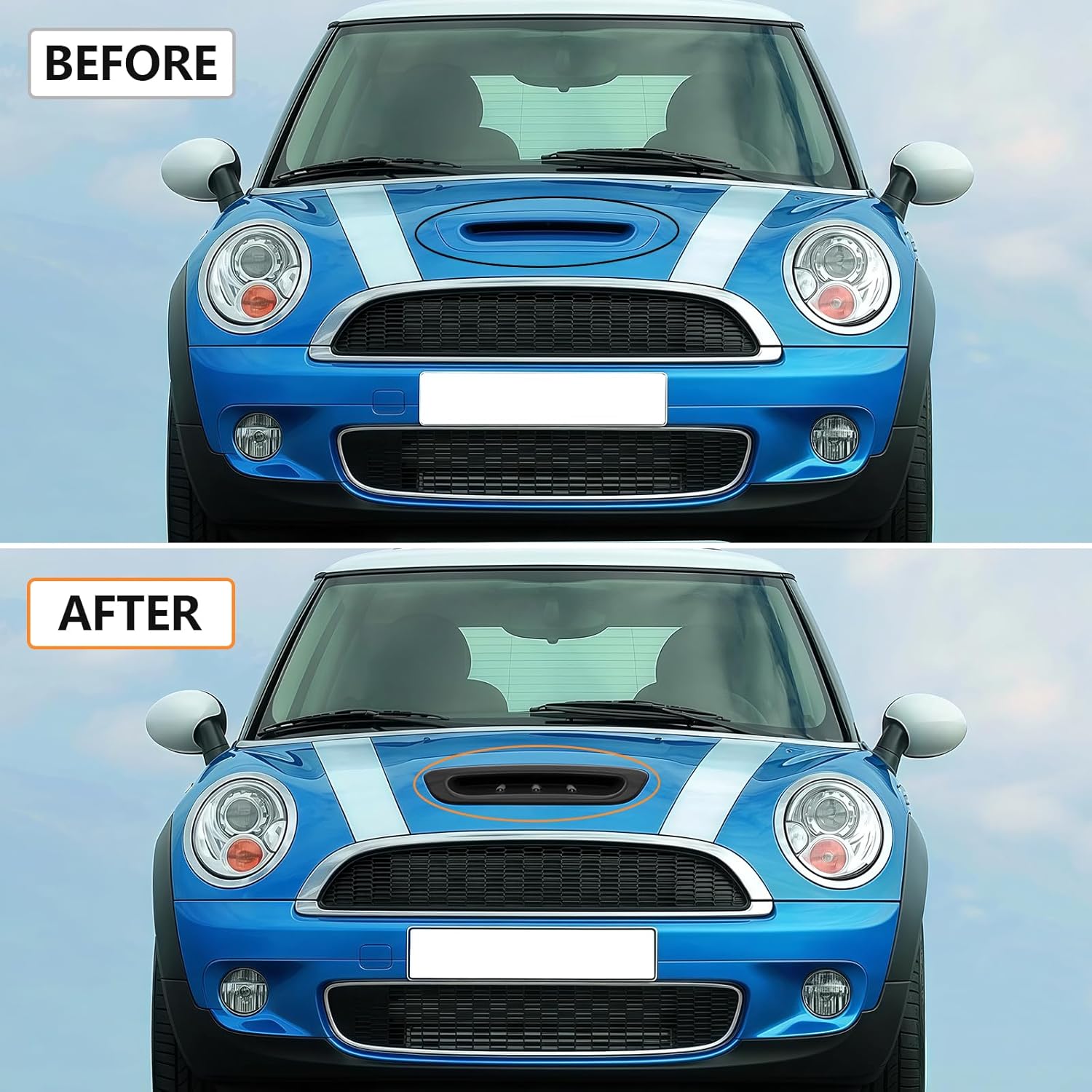 Front Air Hood Bonnet Scoop Vent Compatible With Mini Cooper S R53 R50 2002 2003 2004 2005 2006, Glossy Black